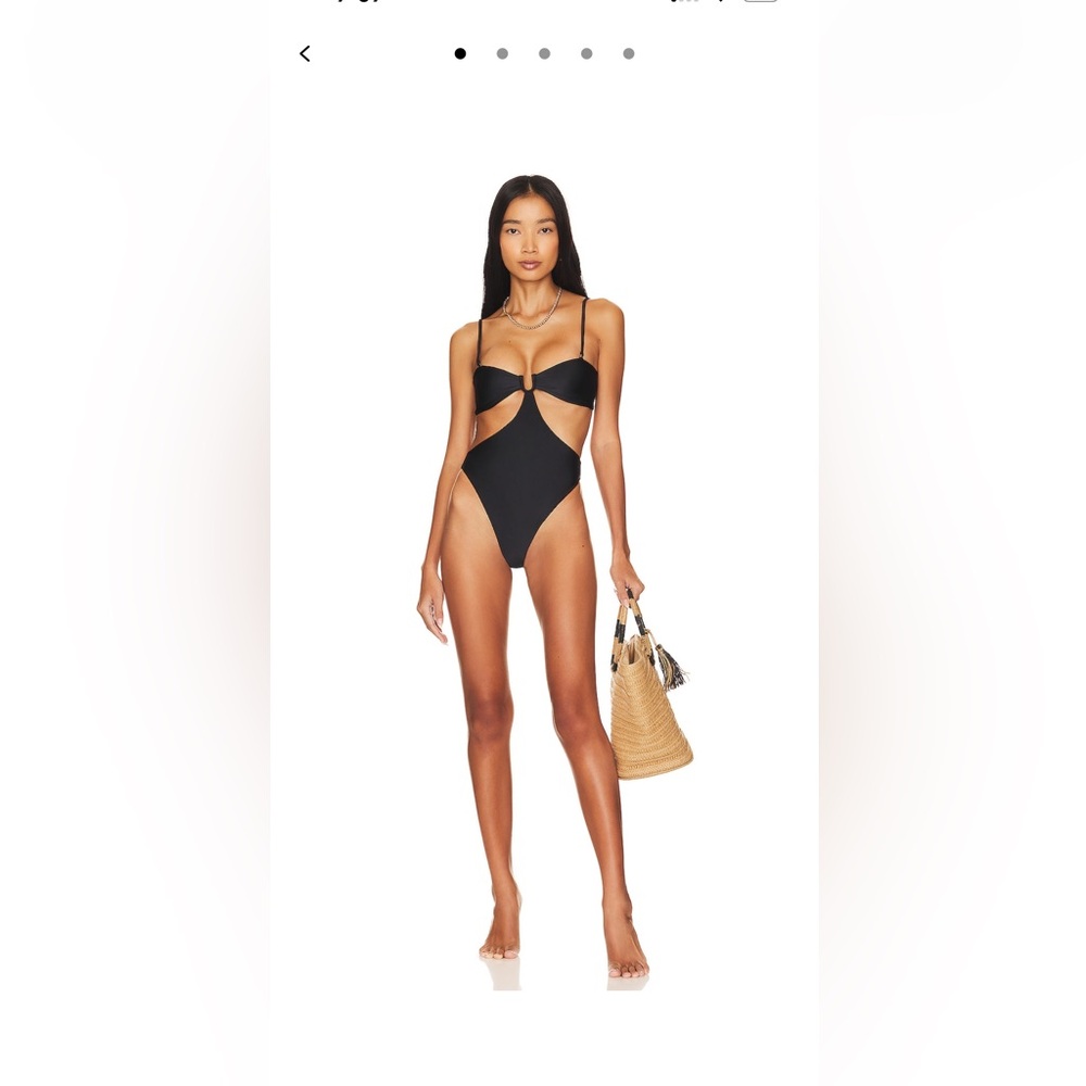 Camila Coelho Black Cutout One Piece Swimsuit